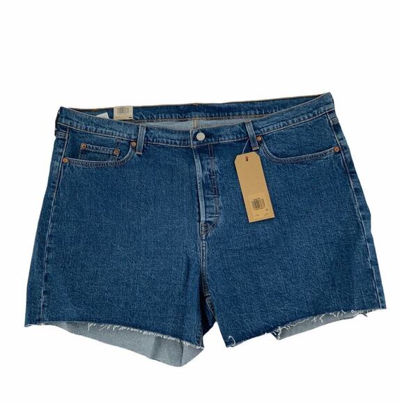 Levi's 501 Womens High Rise Frayed Raw Hem Button Fly Shorts Plus Size 20W New - Picture 2 of 6